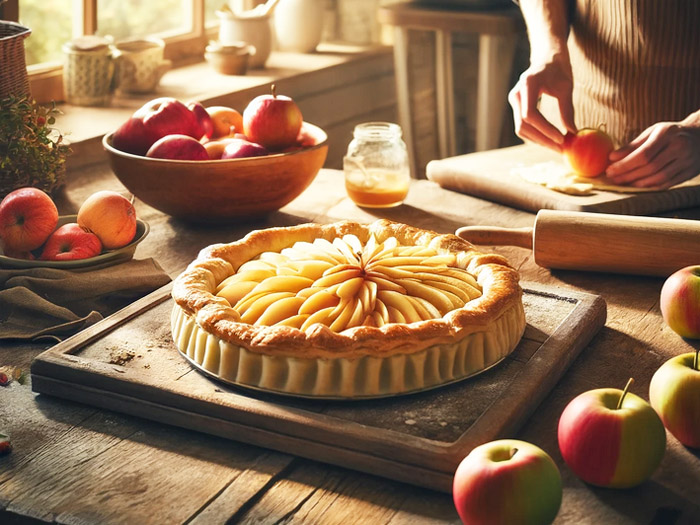 Яблочный пирог из слоёного теста